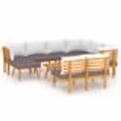 vidaXL Salon de jardin 9 pcs avec coussins Bois d'acacia solide