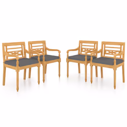 VidaXL 3087057, Terrace, Siège rembourré, Tissu, Teck, Gris, 550 mm, 515 mm