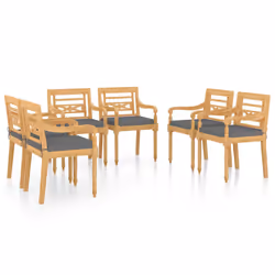 VidaXL 3087058, Terrace, Siège rembourré, Tissu, Teck, Gris, 550 mm, 515 mm