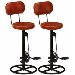 Vidaxl - Tabourets de bar lot de 2 noir/marron cuir de chèvre véritable