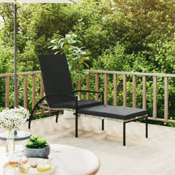 Vidaxl - Chaise longue avec repose-pied Résine tressée Gris
