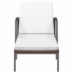 VidaXL 317634 chaise d'extérieur Linge Siège rembourré Polyuréthane, Acier Marron, Crème, Blanc - Vue supplémentaire 3