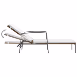VidaXL 317634 chaise d'extérieur Linge Siège rembourré Polyuréthane, Acier Marron, Crème, Blanc - Vue supplémentaire 7