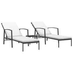 VidaXL 317638 chaise d'extérieur Linge Siège rembourré Polyuréthane, Acier Noir, Crème, Blanc
