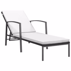 VidaXL 317638 chaise d'extérieur Linge Siège rembourré Polyuréthane, Acier Noir, Crème, Blanc