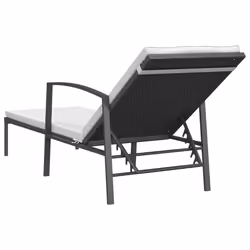 VidaXL 317638 chaise d'extérieur Linge Siège rembourré Polyuréthane, Acier Noir, Crème, Blanc - Vue supplémentaire 6