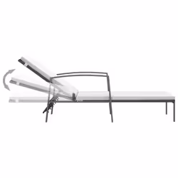 VidaXL 317638 chaise d'extérieur Linge Siège rembourré Polyuréthane, Acier Noir, Crème, Blanc - Vue supplémentaire 7