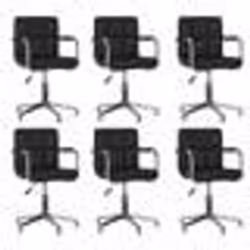 vidaXL Chaises pivotantes à manger lot de 6 noir similicuir