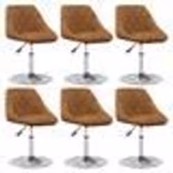 vidaXL Chaises pivotantes à manger lot de 6 Marron Velours