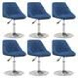 vidaXL Chaises pivotantes à manger lot de 6 Bleu Velours