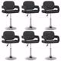 vidaXL Chaises pivotantes à manger lot de 6 noir similicuir