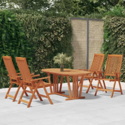 vidaXL Ensemble à manger de jardin 5 pcs Bois d'eucalyptus massif