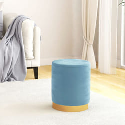 Vidaxl - Tabouret de rangement rond Bleu clair Velours