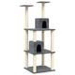 vidaXL Arbre à chat avec griffoirs en sisal Gris foncé 141 cm