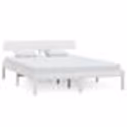 vidaXL Cadre de lit sans matelas blanc bois de pin massif - 135 x 190 cm