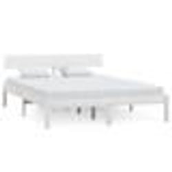 vidaXL Cadre de lit sans matelas blanc bois de pin massif - 135 x 190 cm
