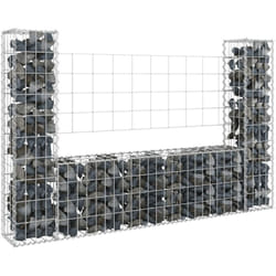 Panier de gabion en forme de u avec 2 poteaux Fer 140x20x100 cm Vidaxl