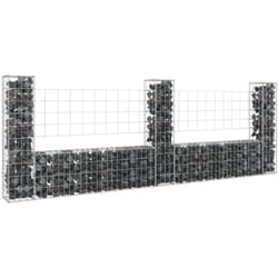 Panier de gabion en forme de u avec 3 poteaux Fer 260x20x100 cm Vidaxl