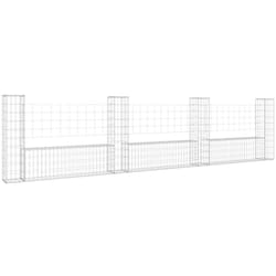 Panier de gabion en forme de u avec 4 poteaux Fer 380x20x100 cm - Vidaxl