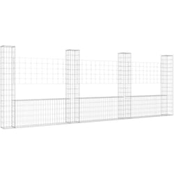 Vidaxl - Panier de gabion en forme de u avec 4 poteaux Fer 380x20x150 cm