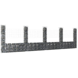 Vidaxl - Panier de gabion en forme de u avec 5 poteaux Fer 500x20x150 cm