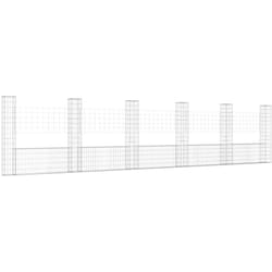 Panier de gabion en forme de u avec 6 poteaux Fer 620x20x150 cm Vidaxl