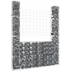 Panier de gabion en forme de u avec 2 poteaux Fer 140x20x200 cm Vidaxl