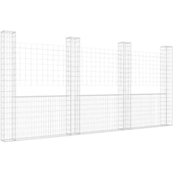 Vidaxl - Panier de gabion en forme de u avec 4 poteaux Fer 380x20x200 cm