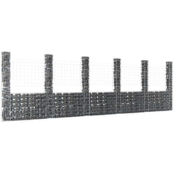 Vidaxl - Panier de gabion en forme de u avec 6 poteaux Fer 620x20x200 cm