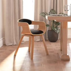 vidaXL Chaise à manger - Noir Bois courbé et Similicuir