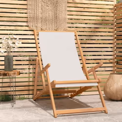 VidaXL 317696, Terrace, Siège rembourré, Polyester, Teck, Crème, 600 mm, 1260 mm