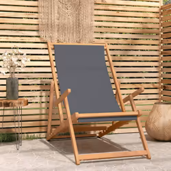 VidaXL 317698 chaise d'extérieur Terrace Siège rembourré Polyester, Teck Gris