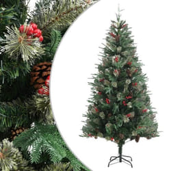 vidaXL Sapin de Noël avec pommes de pin Vert 225 cm PVC et PE - TU
