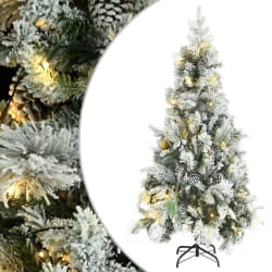 VidaXL Sapin de Noël Pré-éclairé Neige - Vert et Blanc - 225 cm