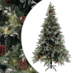 VIDAXL Sapin de Noël pommes de pin et LED - 195 cm