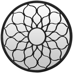 vidaXL Miroir de jardin Noir 60x3 cm Fer Rond utilisation extérieure - TU