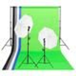 vidaXL Kit d'éclairage de studio avec toiles de fond et parapluies