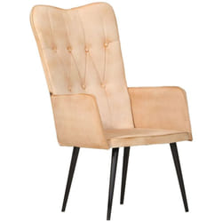 Chaise à oreilles Crème Toile vidaXL