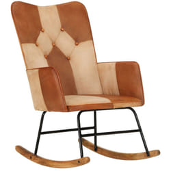 Vidaxl - Chaise à bascule Marron Cuir véritable et toile