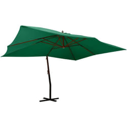 Parasol en porte-à-faux avec mât en bois 400x300 cm Vert