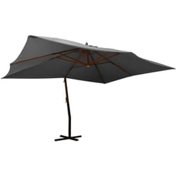 Parasol en porte-à-faux avec mât en bois 400x300 cm Anthracite