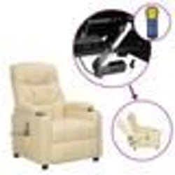 vidaXL Fauteuil de massage Crème Tissu - TU