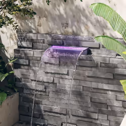 Ce déversoir pour cascade avec des lumières LED colorées constitue un supplément décoratif à votre étang ou piscine. Obtenez- ...