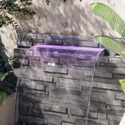 Ce déversoir pour cascade avec des lumières LED colorées constitue un supplément décoratif à votre étang ou piscine. Obtenez- ...