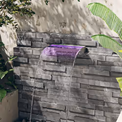 Ce déversoir pour cascade avec des lumières LED colorées constitue un supplément décoratif à votre étang ou piscine. Obtenez- ...