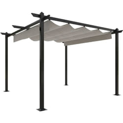 vidaXL Tonnelle de jardin avec toit rétractable 3x3 m Crème - TU