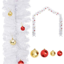 vidaXL Guirlande de Noël décorée avec boules Blanc 5 m - TU