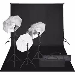 vidaXL Kit de studio photo avec éclairage et toile de fond