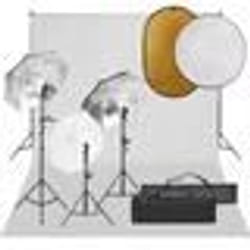 vidaXL Kit de studio photo avec éclairage toile de fond et réflecteur