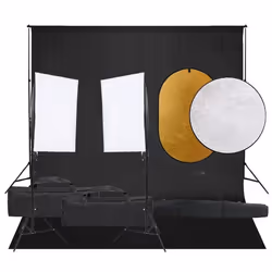vidaXL Kit de studio photo avec éclairage toile de fond et réflecteur